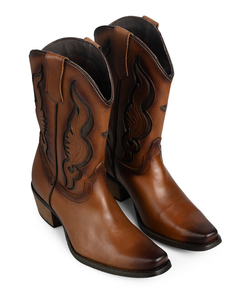 Botín Vaquero Miel Grabado 20035